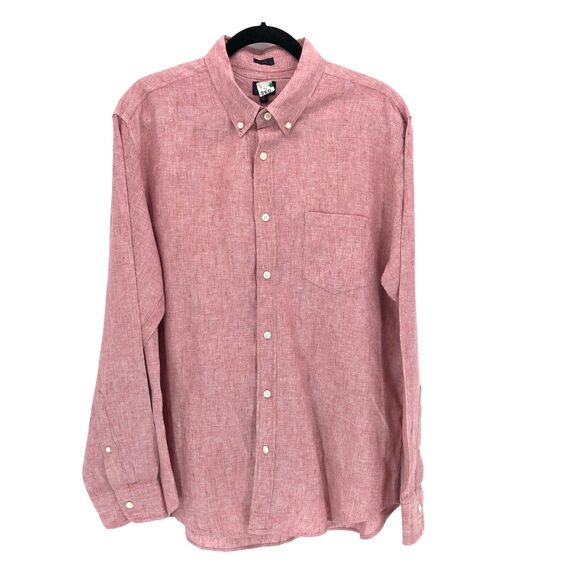 J Crew Factory Linen Shirt Mens XL Slim Fit 100% Linen Long Sleeve Button Down - Picture 1 of 6